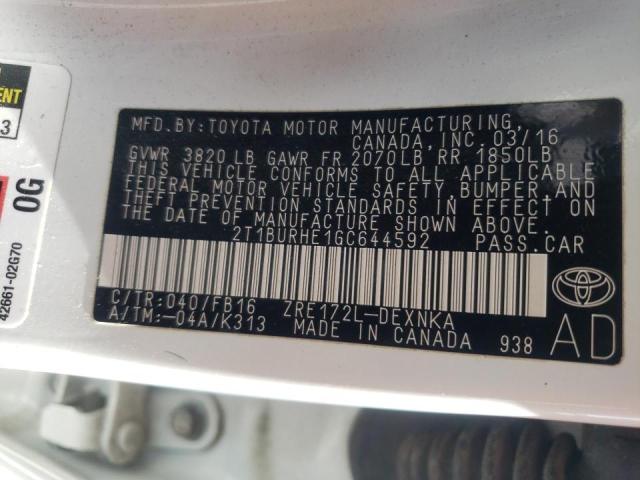 Photo 10 from auction – 2016 TOYOTA COROLLA L with VIN 2T1BURHE1GC644592