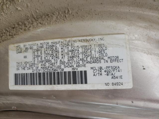 Photo 10 from auction – 2002 TOYOTA SIENNA LE with VIN 4T3ZF13C22U504730