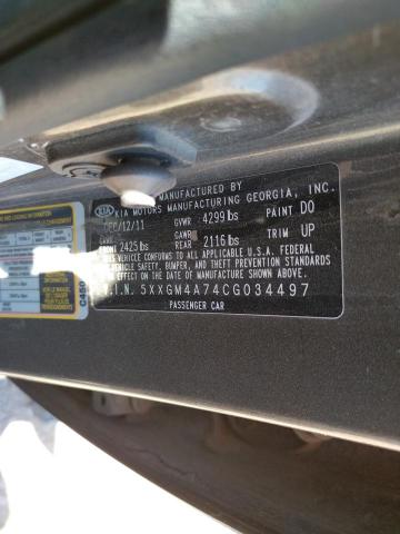 Photo 10 from auction – 2012 KIA OPTIMA LX with VIN 5XXGM4A74CG034497