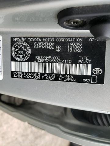 Photo 10 from auction – 2003 TOYOTA CAMRY LE with VIN JTDBE32K830204110