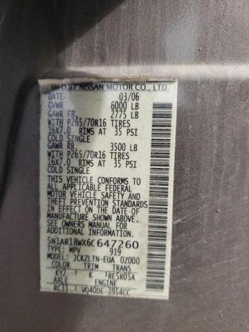 Photo 10 from auction – 2006 NISSAN PATHFINDER with VIN 5N1AR18WX6C647260