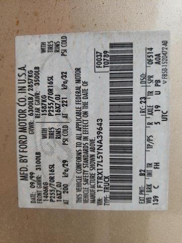 Photo 10 from auction – 2000 FORD F150 with VIN 1FTRX17L5YNA39643