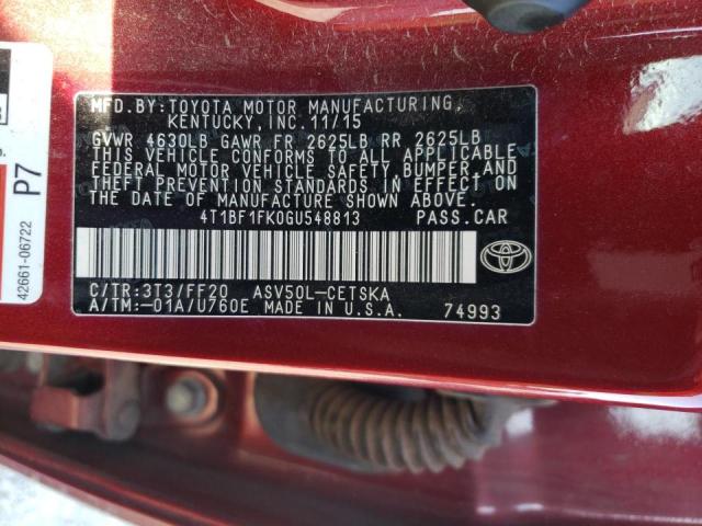 Photo 10 from auction – 2016 TOYOTA CAMRY with VIN 4T1BF1FK0GU548813