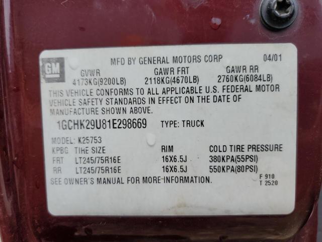 Photo 10 from auction – 2001 CHEVROLET SILVERADO with VIN 1GCHK29U81E298669