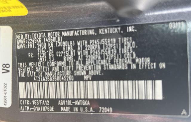 Photo 10 from auction – 2011 TOYOTA VENZA with VIN 4T3ZA3BB3BU045260