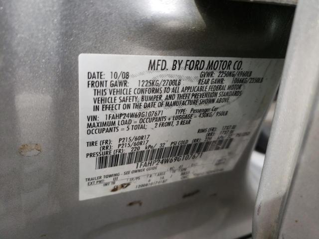 Photo 10 from auction – 2009 FORD TAURUS SEL with VIN 1FAHP24W69G107671