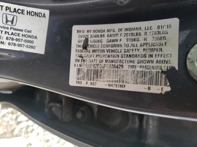 Photo 10 from auction – 2015 HONDA CIVIC LX with VIN 19XFB2F55FE036429