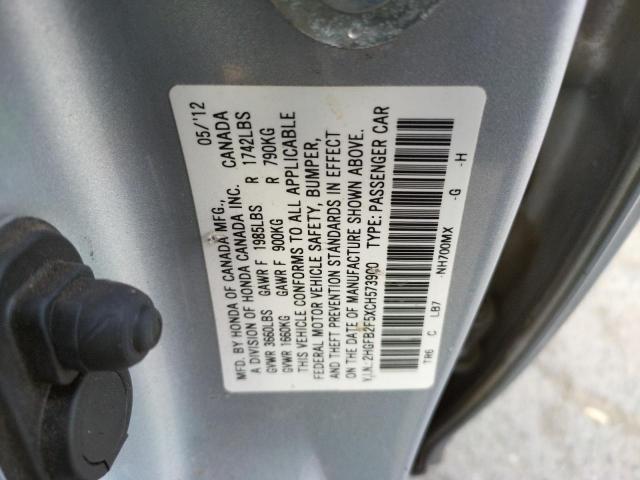 Photo 10 from auction – 2012 HONDA CIVIC LX with VIN 2HGFB2F5XCH573900