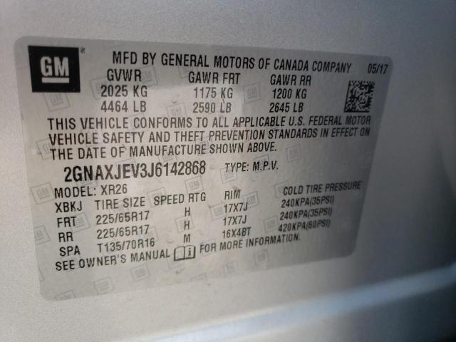 Photo 10 from auction – 2018 CHEVROLET EQUINOX LT with VIN 2GNAXJEV3J6142868