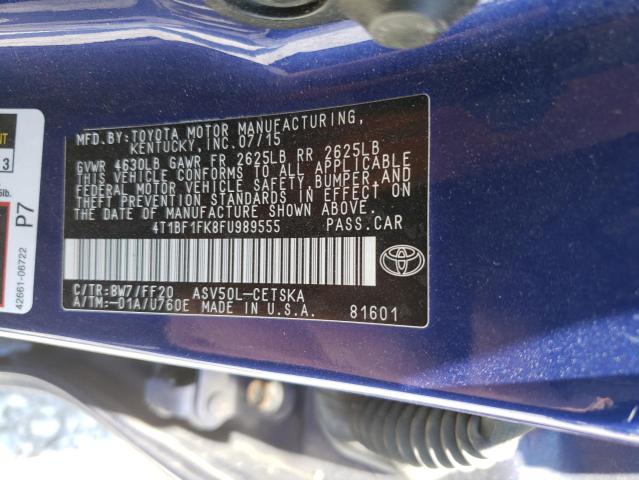 Photo 10 from auction – 2015 TOYOTA CAMRY LE with VIN 4T1BF1FK8FU989555