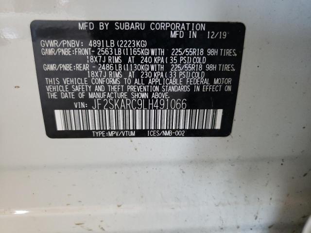 Photo 10 from auction – 2020 SUBARU FORESTER S with VIN JF2SKARC9LH491066