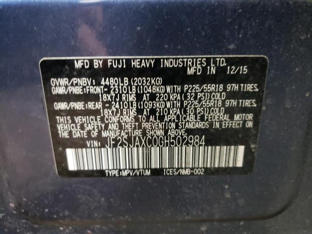 Photo 10 from auction – 2016 SUBARU FORESTER 2 with VIN JF2SJAXC0GH502984