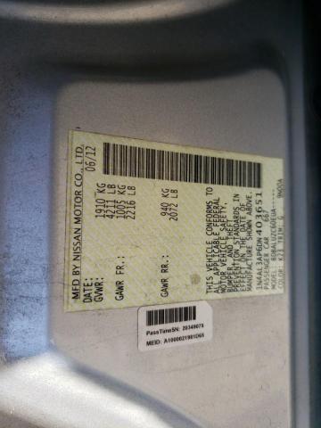 Photo 10 from auction – 2013 NISSAN ALTIMA 2.5 with VIN 1N4AL3AP6DN403651