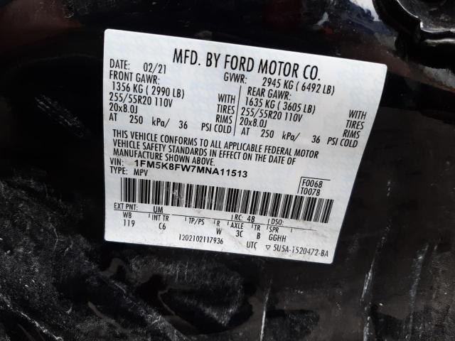 Photo 10 from auction – 2021 FORD EXPLORER L with VIN 1FM5K8FW7MNA11513