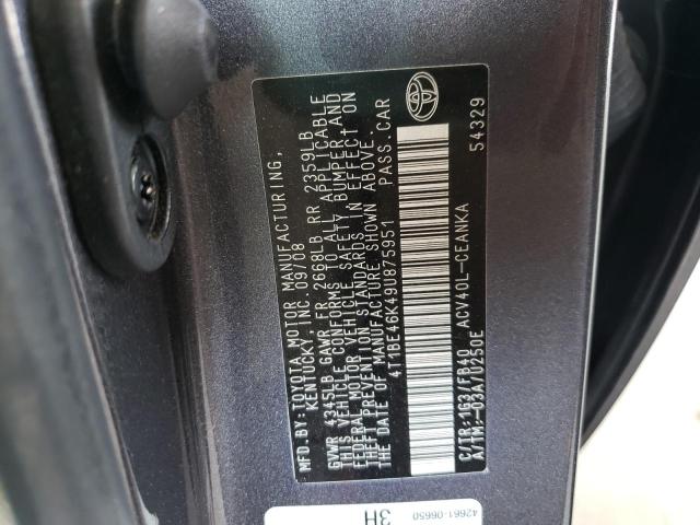 Photo 10 from auction – 2009 TOYOTA CAMRY BASE with VIN 4T1BE46K49U875951