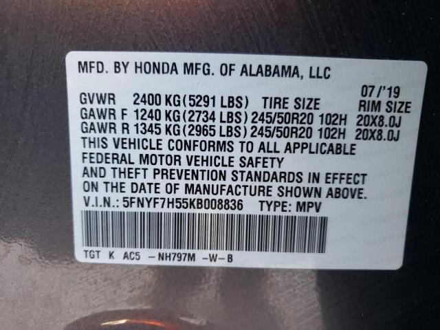Photo 10 from auction – 2019 HONDA PASSPORT E with VIN 5FNYF7H55KB008836