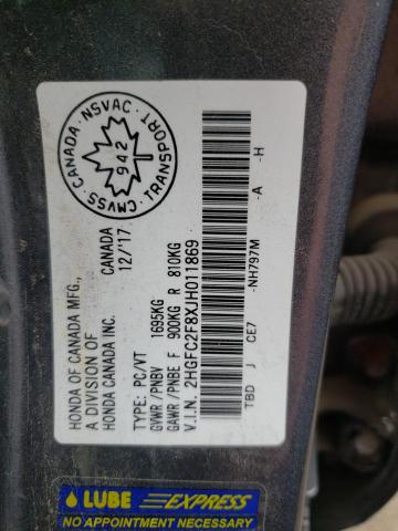 Photo 10 from auction – 2018 HONDA CIVIC EX with VIN 2HGFC2F8XJH011869