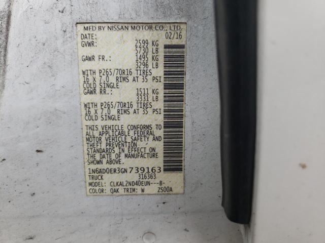 Photo 10 from auction – 2016 NISSAN FRONTIER S with VIN 1N6AD0ER3GN739163
