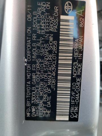 Photo 10 from auction – 2012 TOYOTA UK with VIN JTDBT4K39CL012858
