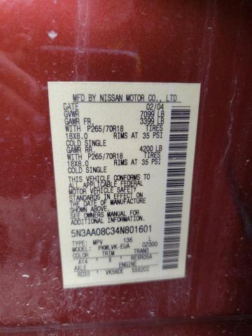Photo 10 from auction – 2004 INFINITI QX56 with VIN 5N3AA08C34N801601