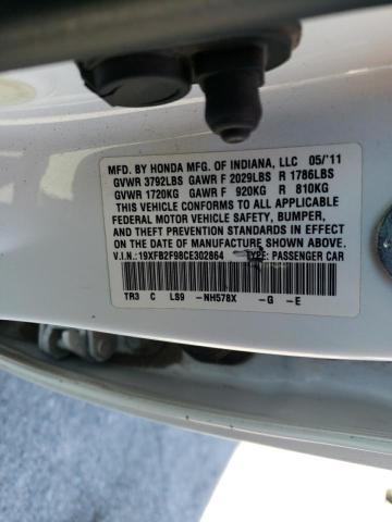 Photo 10 from auction – 2012 HONDA CIVIC EXL with VIN 19XFB2F98CE302864