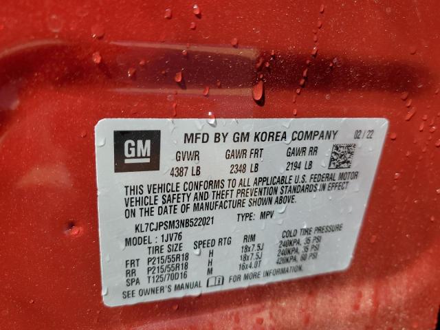 Photo 10 from auction – 2022 CHEVROLET TRAX 1LT with VIN KL7CJPSM3NB522021