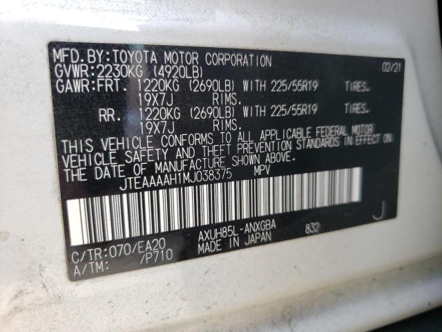 Photo 10 from auction – 2021 TOYOTA VENZA LE with VIN JTEAAAAH1MJ038375