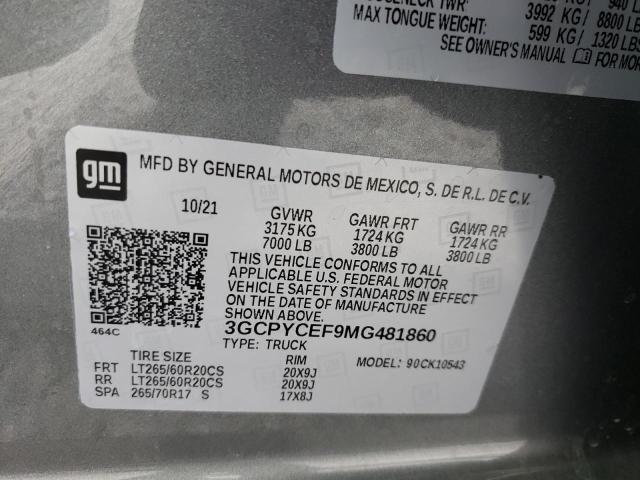 Photo 10 from auction – 2021 CHEVROLET SILVERADO with VIN 3GCPYCEF9MG481860