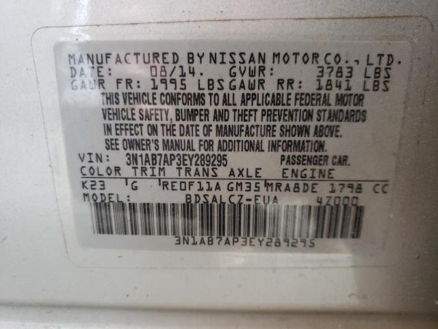 Photo 10 from auction – 2014 NISSAN SENTRA S with VIN 3N1AB7AP3EY289295