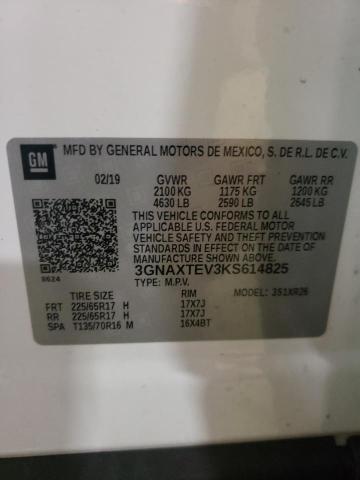 Photo 10 from auction – 2019 CHEVROLET EQUINOX LT with VIN 3GNAXTEV3KS614825