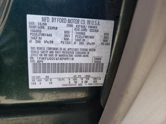 Photo 10 from auction – 2001 FORD ESCAPE XLT with VIN 1FMYU03161KF09118