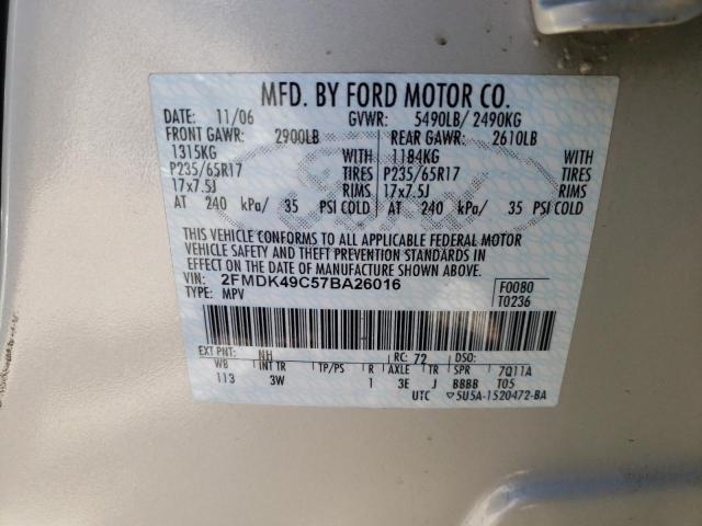 Photo 10 from auction – 2007 FORD EDGE SEL P with VIN 2FMDK49C57BA26016