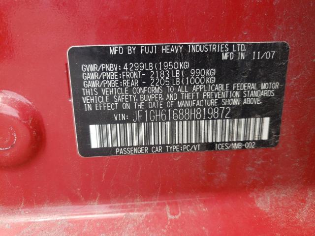 Photo 10 from auction – 2008 SUBARU IMPREZA with VIN JF1GH61688H819872