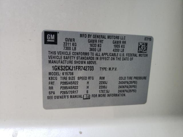 Photo 10 from auction – 2015 GMC YUKON DENA with VIN 1GKS2CKJ1FR742703