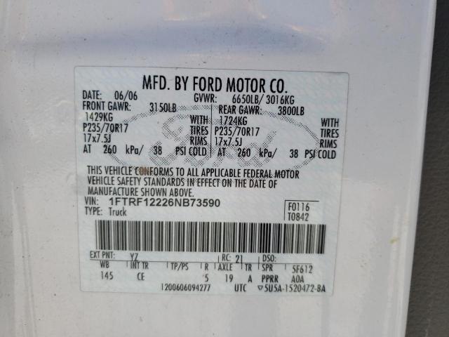 Photo 10 from auction – 2006 FORD F150 with VIN 1FTRF12226NB73590