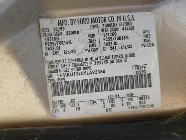 Photo 10 from auction – 2000 FORD EXPEDITION with VIN 1FMRU15L0YLA93368