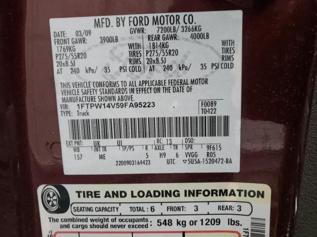 Photo 10 from auction – 2009 FORD F150 SUPER with VIN 1FTPW14V59FA95223