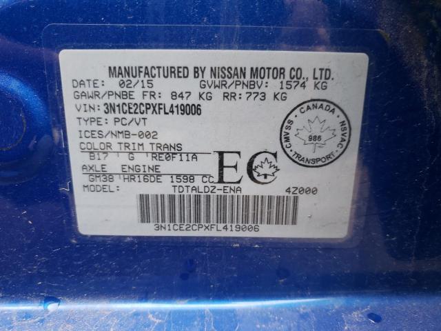 Photo 10 from auction – 2015 NISSAN VERSA NOTE with VIN 3N1CE2CPXFL419006