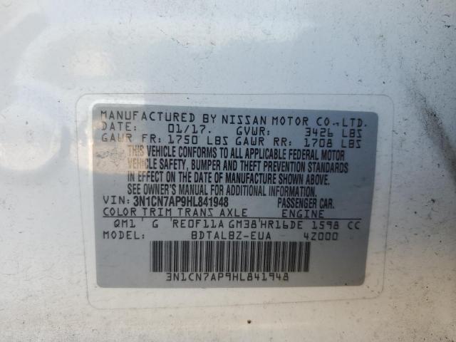 Photo 10 from auction – 2017 NISSAN VERSA S with VIN 3N1CN7AP9HL841948