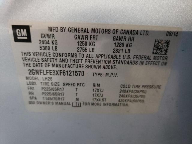 Photo 10 from auction – 2015 CHEVROLET EQUINOX LT with VIN 2GNFLFE3XF6121570