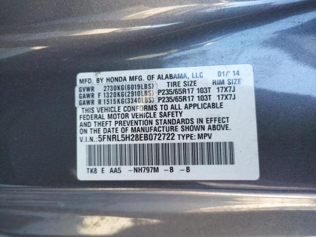 Photo 10 from auction – 2014 HONDA ODYSSEY LX with VIN 5FNRL5H28EB072722
