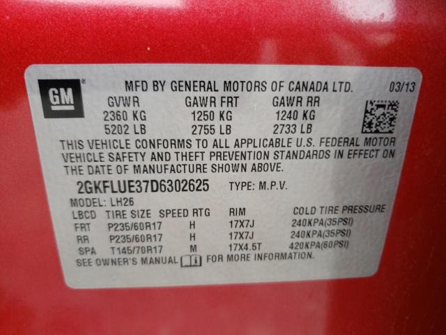 Photo 10 from auction – 2013 GMC TERRAIN SL with VIN 2GKFLUE37D6302625