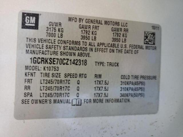 Photo 10 from auction – 2012 CHEVROLET SILVERADO with VIN 1GCRKSE70CZ142318