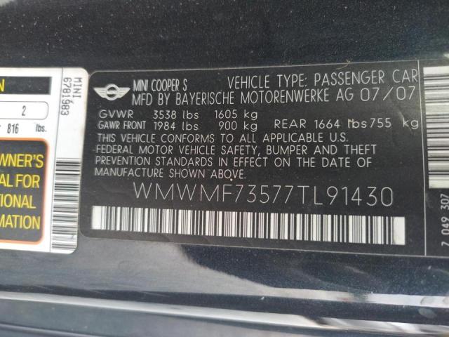 Photo 10 from auction – 2007 MINI COOPER S with VIN WMWMF73577TL91430