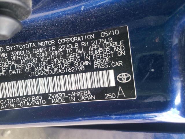 Photo 10 from auction – 2010 TOYOTA PRIUS with VIN JTDKN3DU5A5162798