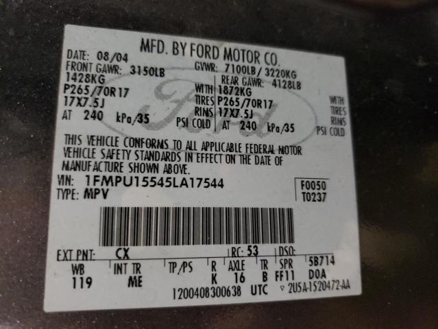 Photo 10 from auction – 2005 FORD EXPEDITION with VIN 1FMPU15545LA17544