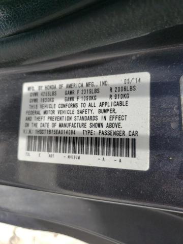 Photo 10 from auction – 2014 HONDA ACCORD EX with VIN 1HGCT1B75EA014094