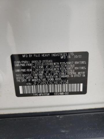 Photo 10 from auction – 2012 SUBARU FORESTER 2 with VIN JF2SHBDC6CH414554
