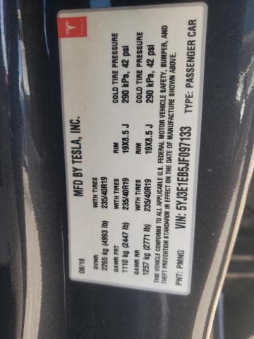 Photo 10 from auction – 2018 TESLA MODEL 3 with VIN 5YJ3E1EB5JF097133