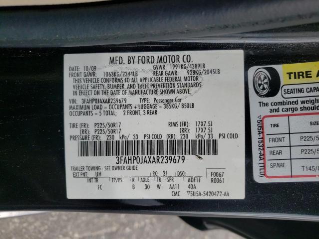 Photo 10 from auction – 2010 FORD FUSION SEL with VIN 3FAHP0JAXAR239679